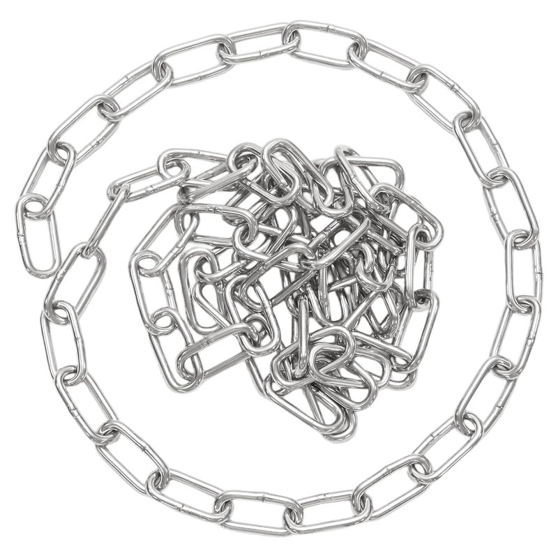 Mormchlots 304 Stainless Steel Chain, Heavy Duty Chain, Hanging Chain, for Clothesline, guardrail Chain, pet Chain (Length:2m / 6.56feet, Thickness:4mm / 0.16inch) - Image 1